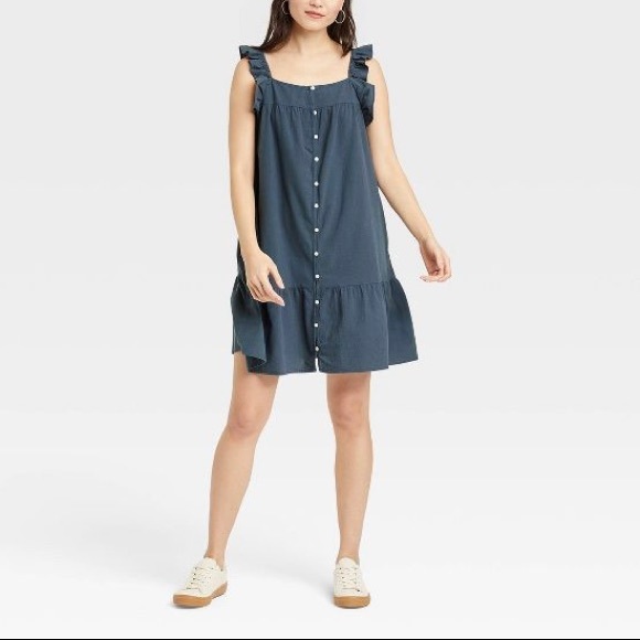 Universal Thread™ Women's Flutter Sleeveless Short Dress - Navy - Picture 2 of 3